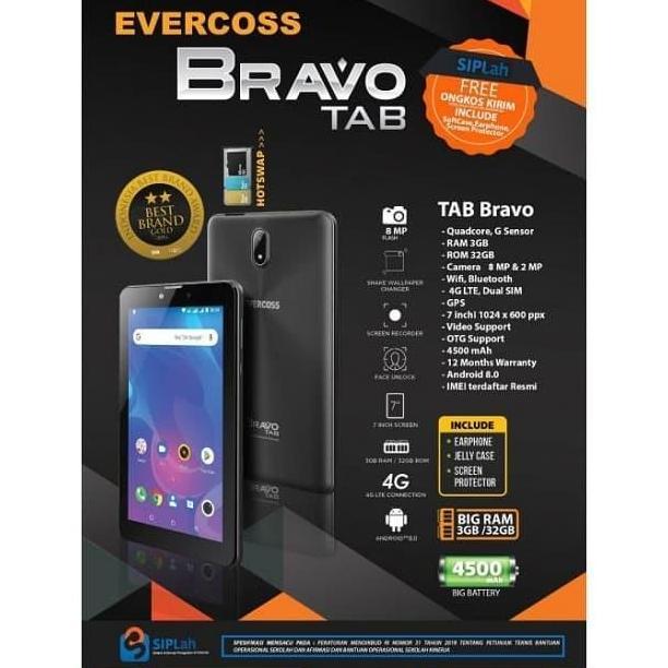 Tablet Evercoss Bravo Tab 3/32 Ram 3GB Internal 32GB Garansi Resmi