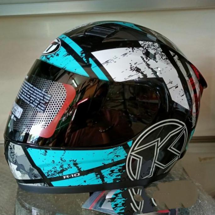 KYT R10 #3 black Aqua blue Dark Visor