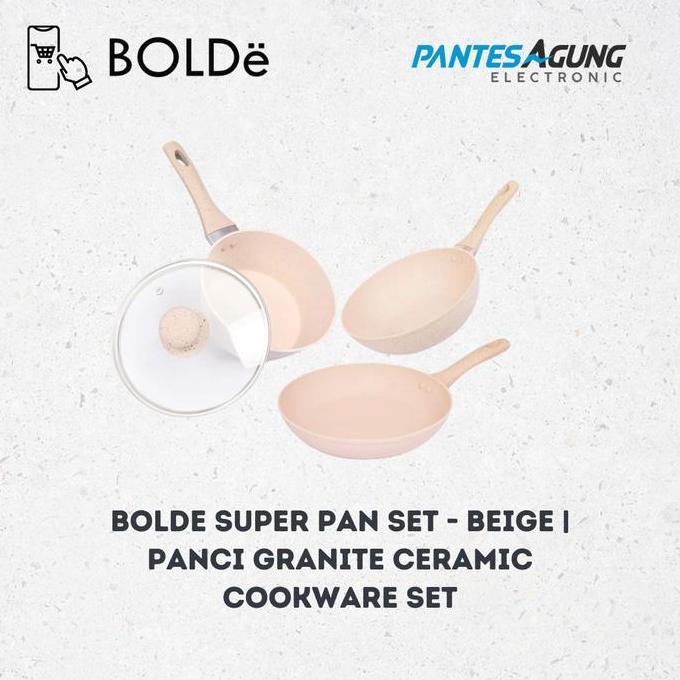 BOLDe SUPER PAN SET - BEIGE | Panci Granite Ceramic Cookware Set | Eco
