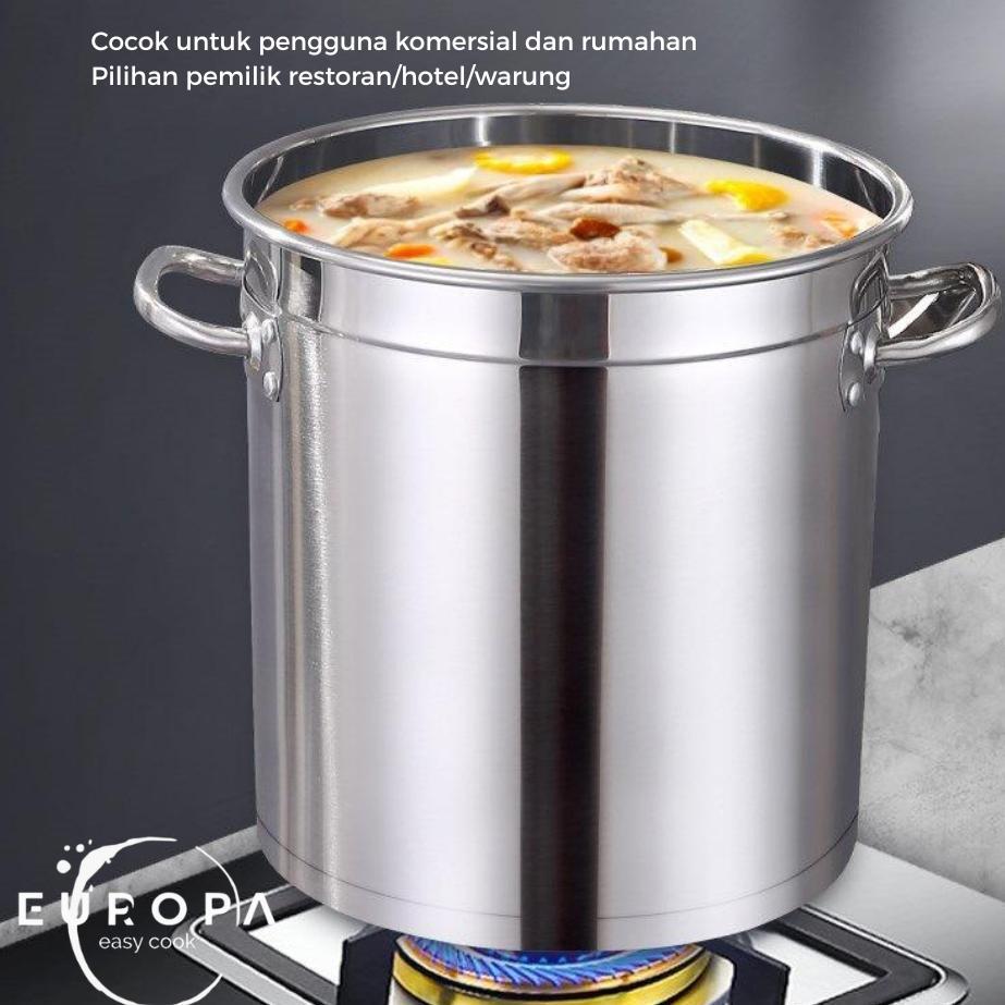 Panci Dandang Stainless Steel Tebal Panci Bakso Jumbo Stockpot Panci Kukus Panci Besar Europa