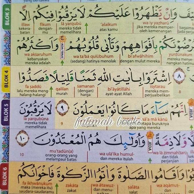 Alquran Hafazan Perkata Latin 8 Blok Warna A4, Alquran Hafalan Hafazan