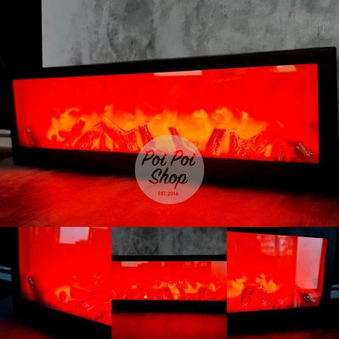 =====] Lampu Dekor LED Fireplace Minimalis Api Unggun Tungku Api Panjang Erope Dekorasi Rumah Dindin