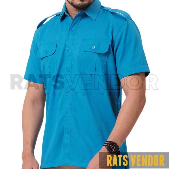 Ratsvendor Kemeja Lapangan / Outdoor / Gunung / Pdl Lengan Pendek Warna Biru Turkis