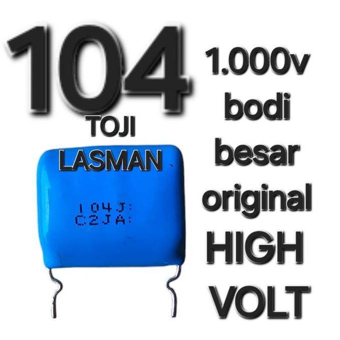 ( 104 Besar )        Kapasitor Poliester Mylar 104J C2Ja 104K 0.1Uf 0.1 Mikro 100 Nano  1.000V 630V 