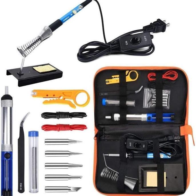 PAKET SOLDER LENGKAP 60 WATT DAN AKSESSORIS CEPAT PANAS SUHU BISA DIATUR SOLDER LISTRIK 1 SET 60 WAT