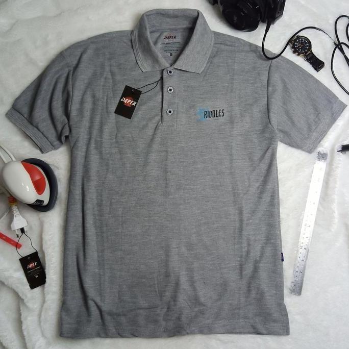 DR22>> Polo Shirt Pria Kaos Kerah Jumbo Big Size Original Motif Riddles