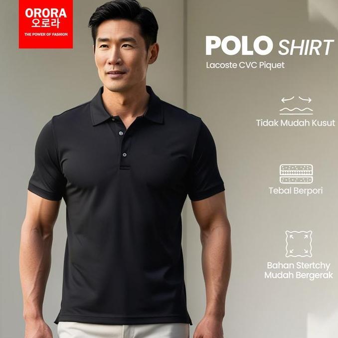 DF59 }} ORORA Kaos Kerah Pria - Kaos Kerah Pria Premium - Baju Kerah Pria - Hitam