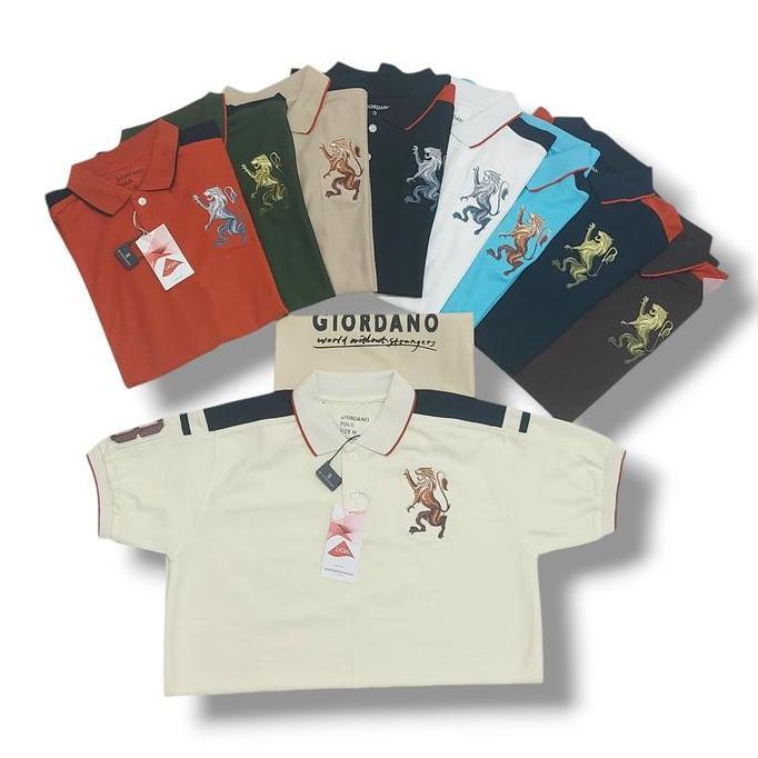 DT65 >> GIORDANO polo shirt kaos krah putih baju polo premium Kerah Katun Pendek Pria Distro