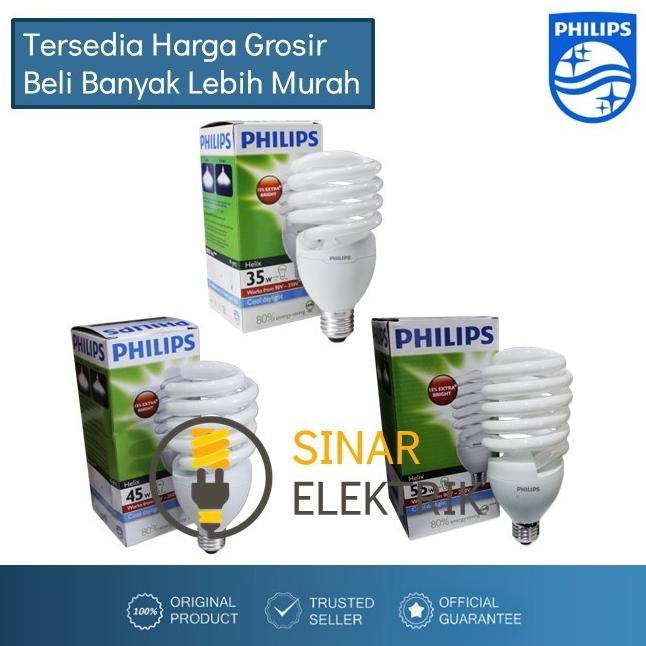 PHILIPS Helix 35W 45W 55W Lampu Spiral Hemat Energi Tornado Putih 35 45 55 W Watt Lampu