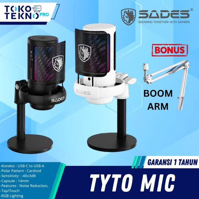 Sades Tyto Mic Microphone Condenser Gaming Premium Full Set Boom Arm