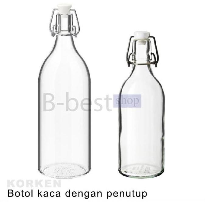 Botol kaca bening dengan penutup / BOTOL BELING 1 liter & 0,5 liter
