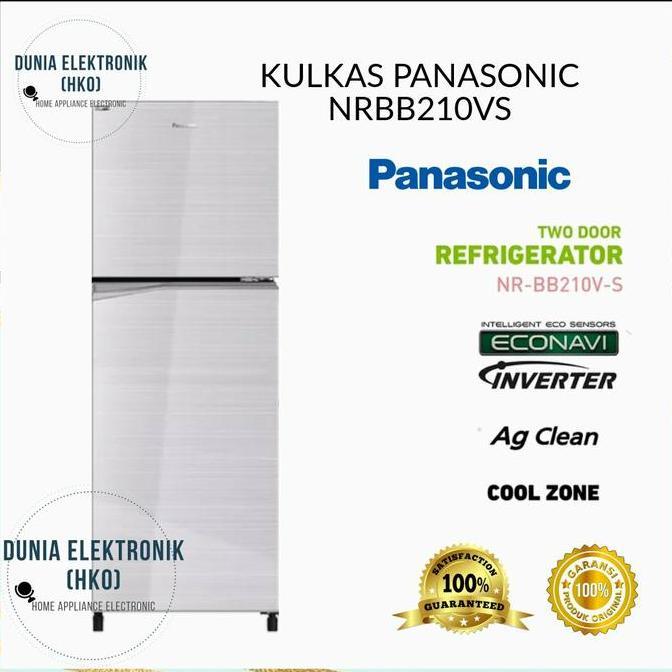 TERBARU - KULKAS PANASONIC NR-BB210V-S NRBB210VS LEMARI ES 2 PINTU INVERTER
