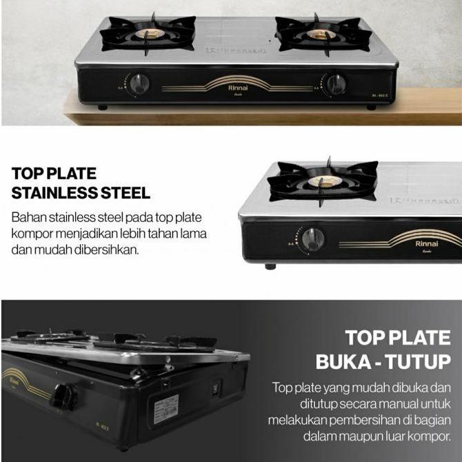 Kompor Gas 2 Tungku Rinnai RI 602 E Kompor Stainless Rinnai 602E
