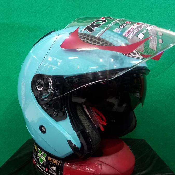 KYT HELM GALAXY SOLID FLAT R AQUA DOUBLE VISOR
