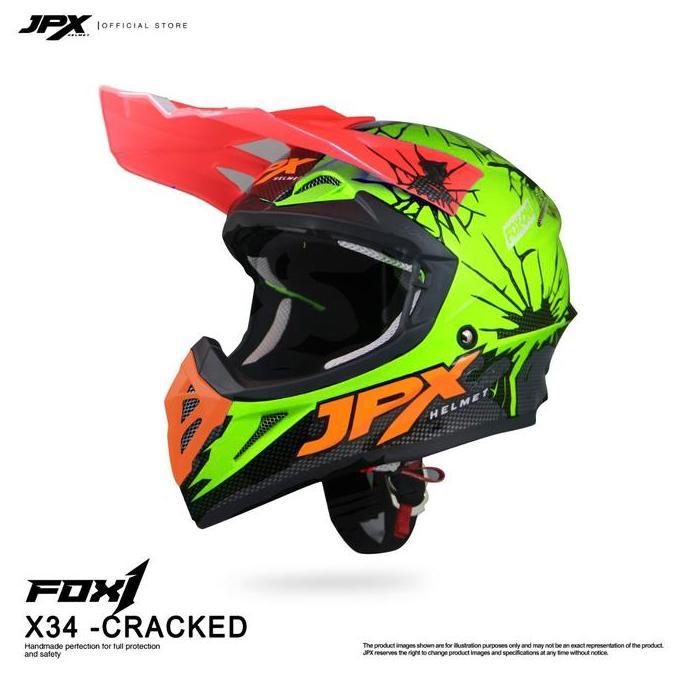 Helm JPX Cross Full Face Fox1 X34 - FLUORESCENT YELLOW GLOSS
