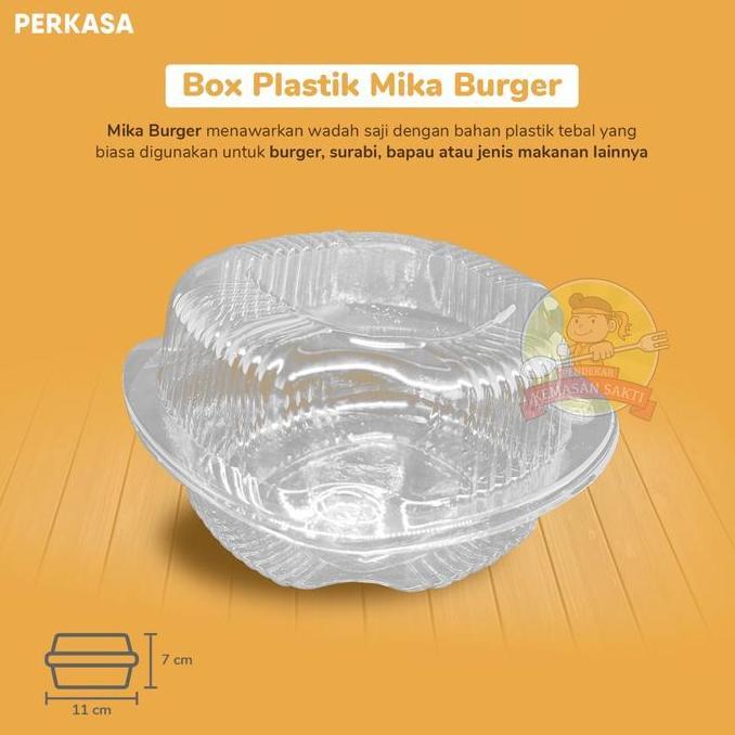 Mika Hamburger / Box Plastik Mika Burger / Mika Dimsum (isi 50pcs)