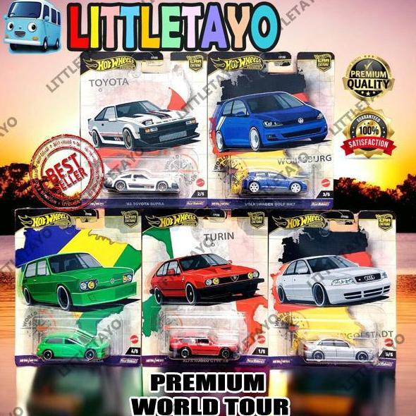 Hot Wheels World Tour Set 5 Pcs Toyota Supra Vw Volkswagen Golf MK7 Brasilia Audi S4 Quattro Alfa Ro