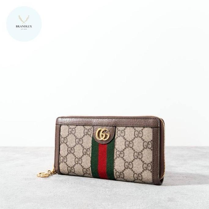 GUCCI GG supreme ophidia zip around wallet Beige Ebony