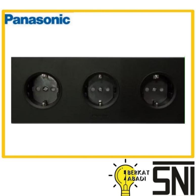 Panasonic Stop Kontak Meja Triple Black 3 Lubang Stop Kontak