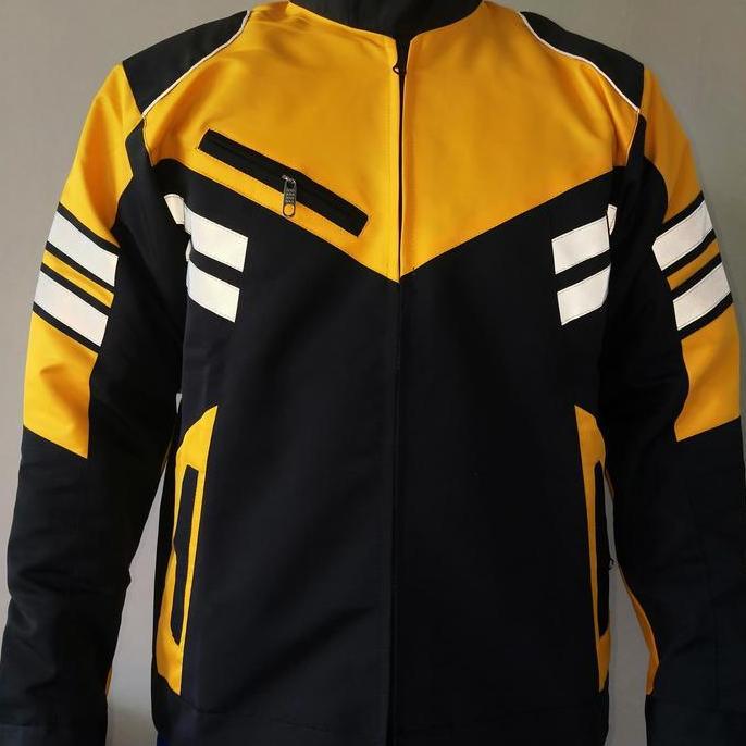 Promo jaket motor turing kuning - Kuning, XL Kombinasi Pria Hitam Keren Distro Dewasa Parasut Outdoo