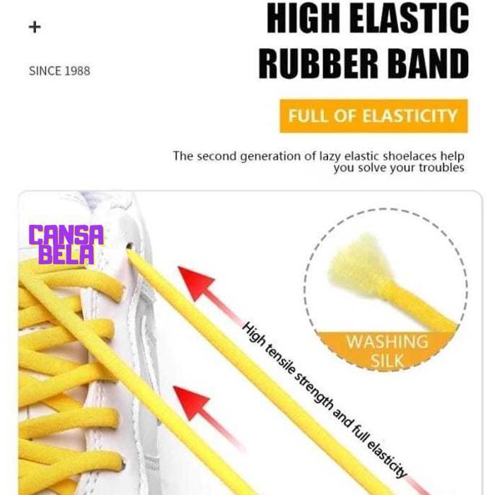 ii-99 fx-76 AZQ-16 Mouseman - Tali Sepatu Elastis Karet Lazy Lace Lock Tube Bulat No Tie Viral Termu