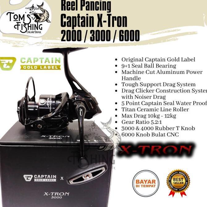 TERBARU - Reel Pancing CAPTAIN X-TRON 2000 / 3000 / 6000 Gold Label (9+1 Bearing) Power Handle - Tom