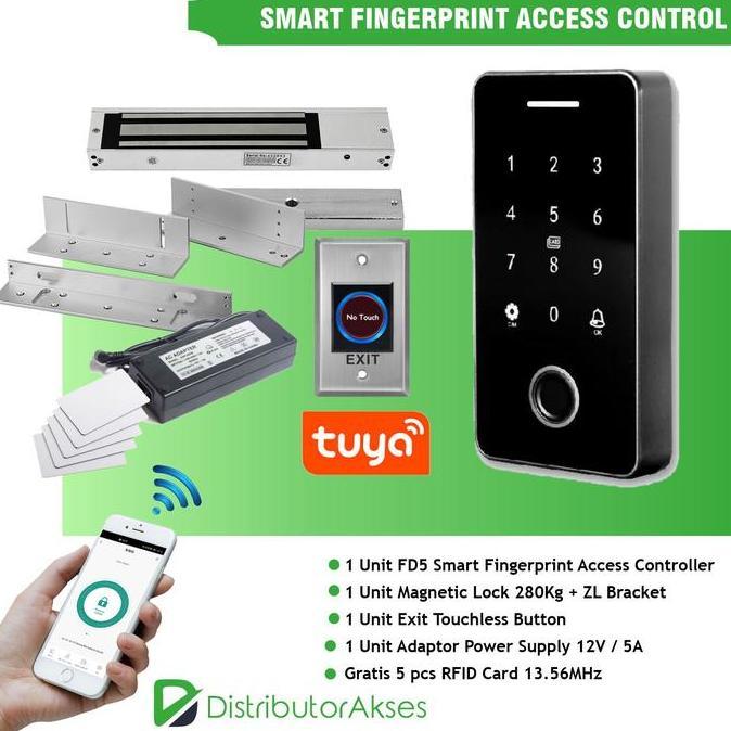 Paket Smart Fingerprint Tuya Access Control FD5 EM Lock Pintu Akses