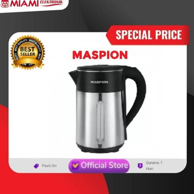 MASPION Teko Listrik MEK-1803KL 1.8 Liter 500W Stainless Steel 304 Garansi 1 Tahun