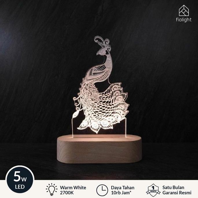 Lampu Akrilik Dekorasi Tidur Burung Merak Bohemian Series Fiolight