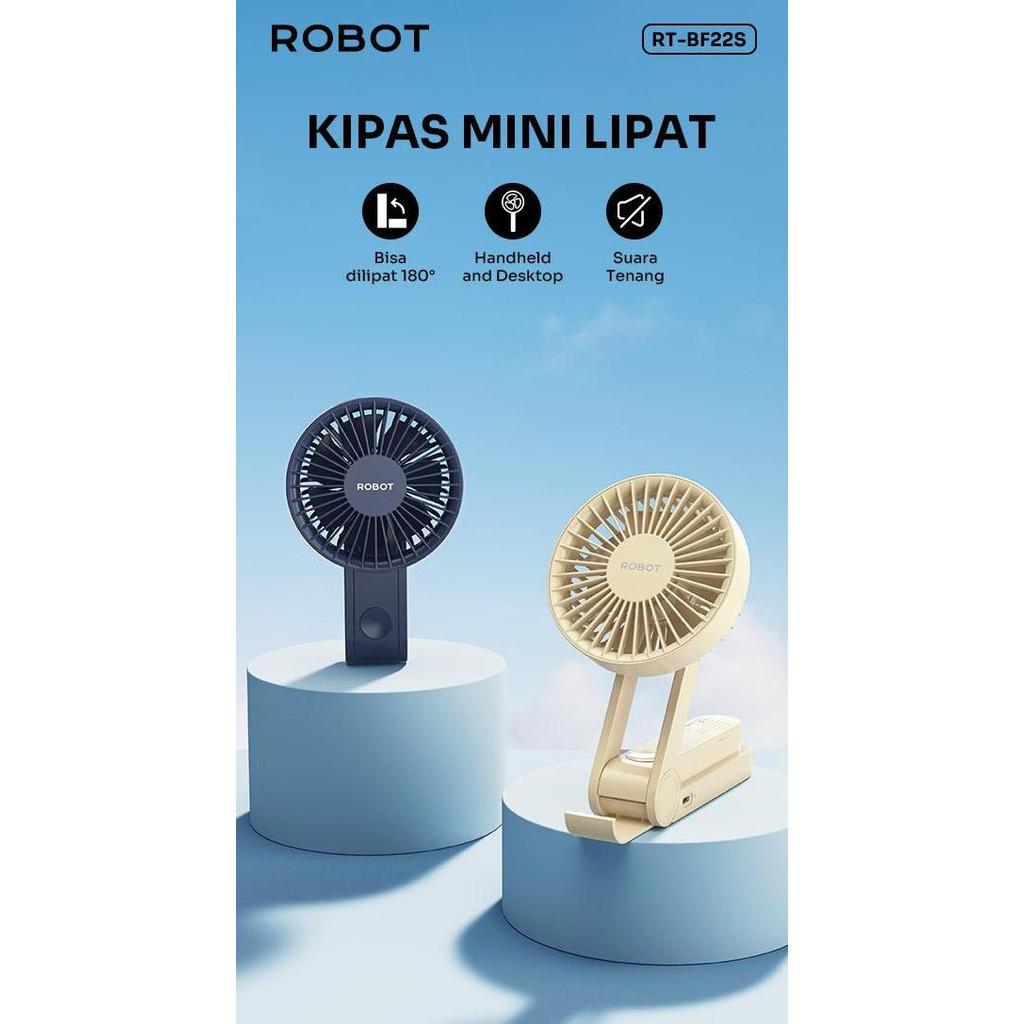Robot RT-BF22S Portable Mini Fan 2000mAH Kipas Angin Mini Stand Phone Holder (New Upgrade RT-BF22 RT