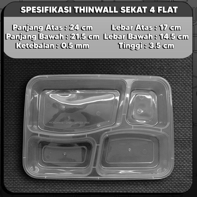 Bento 4 sekat Plastik Thinwall / Thinwall Sekat Food Container Premium