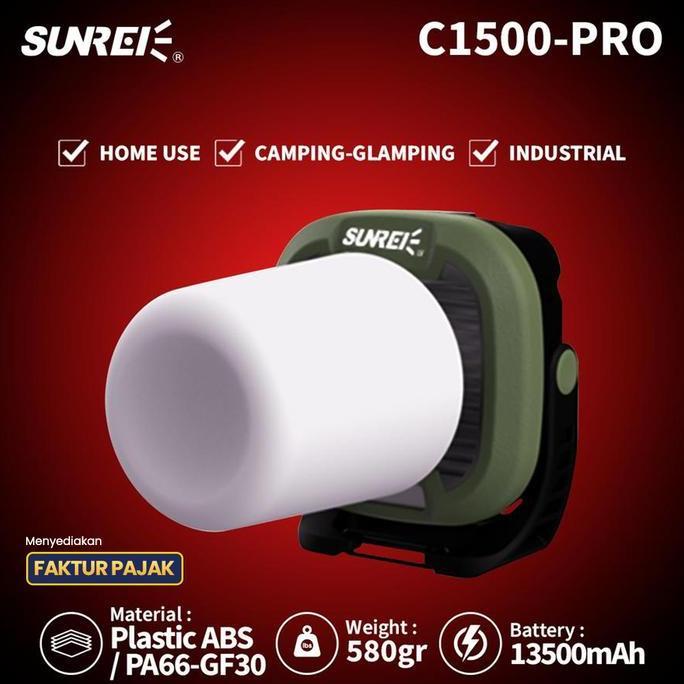 Lampu Cahaya Terang 1500 Lumens - Sunrei C1500-Pro