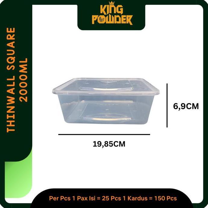 THINWALL SQUARE 2000 ML / KOTAK MAKAN / BOX PLASTIK THIN WALL 2000ML