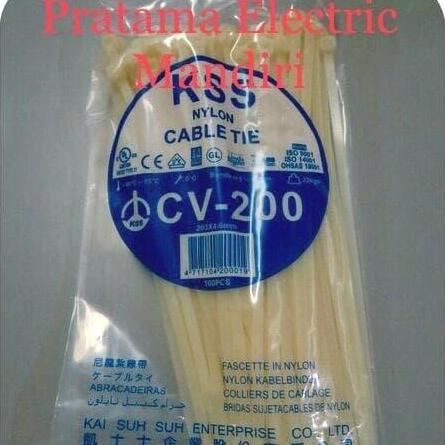 Cable Tie Kabel Ties Cv-200S Cv-200 Cv200 3,6Cm Putih @100Pcs Kss