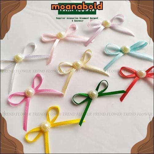 Terlaris [PER LUSIN] Pita kecil Satin 1/8 inch plus monte kecil PER LUSIN pita hiasan souvenir hampe