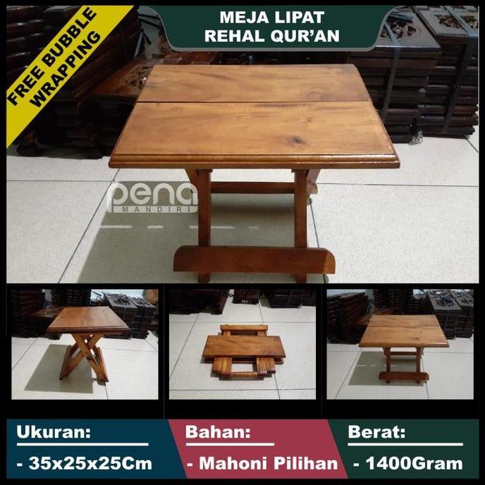 Meja Lekar Kayu Multifungsi, Rekal Lipat Kayu, Meja Belajar Lipat Kayu