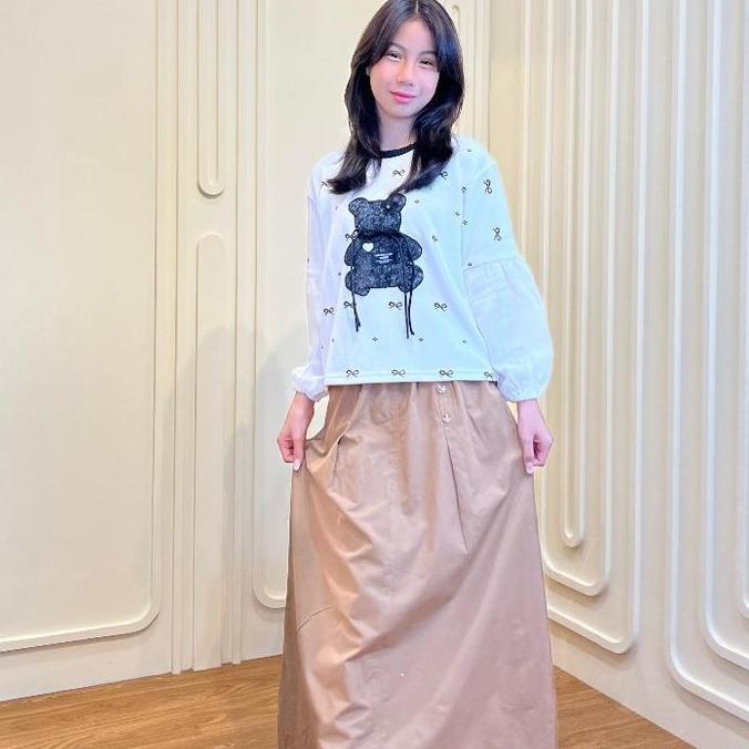 Promo 10-15 Tahun Baju Anak Perempuan One Set Rok Pita Sabrina Kids Set 880085 COD