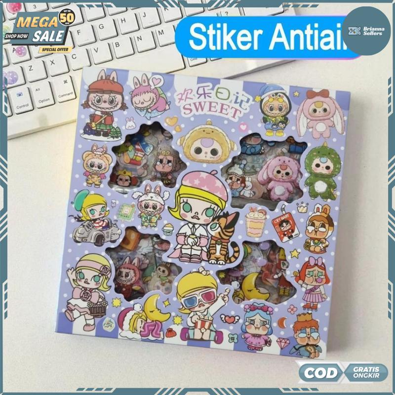 Termurah Sticker MOMO Kartun Aesthetic Waterproof 1 Box isi 100 pcs/ Sticker kartun Motif Lucu Anti 