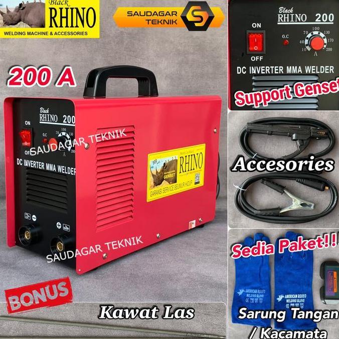 Promo Mesin Las Rhino 200A Inverter Las Mma Rhino 200 A Bisa Pakai Genset Cod