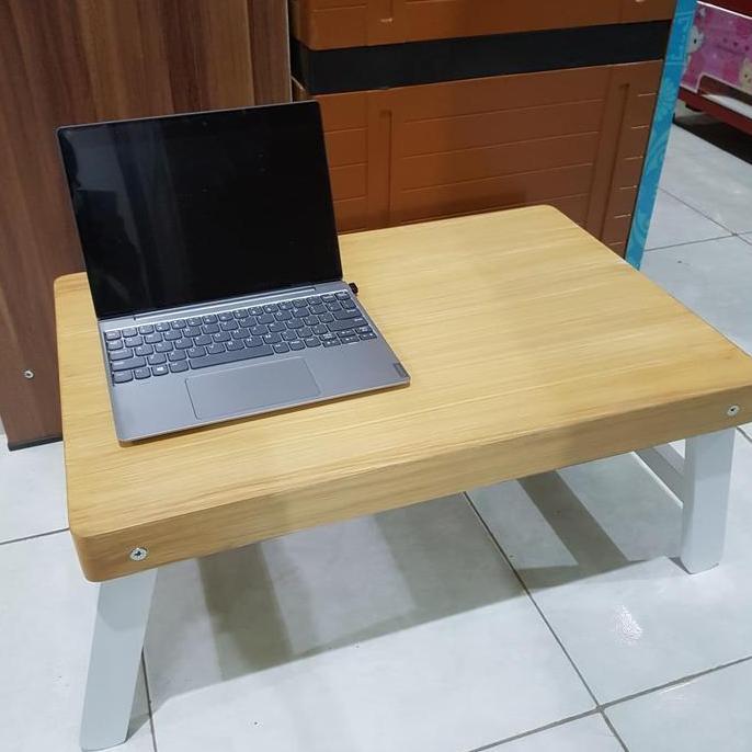 Meja laptop lipat kayu lesehan