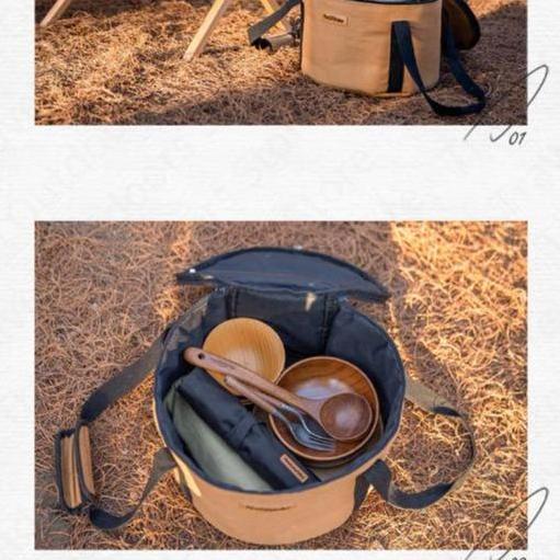 Storage Bag Canvas Bulat Naturehike Nh20Pj129 Tas Peralatan Camping
