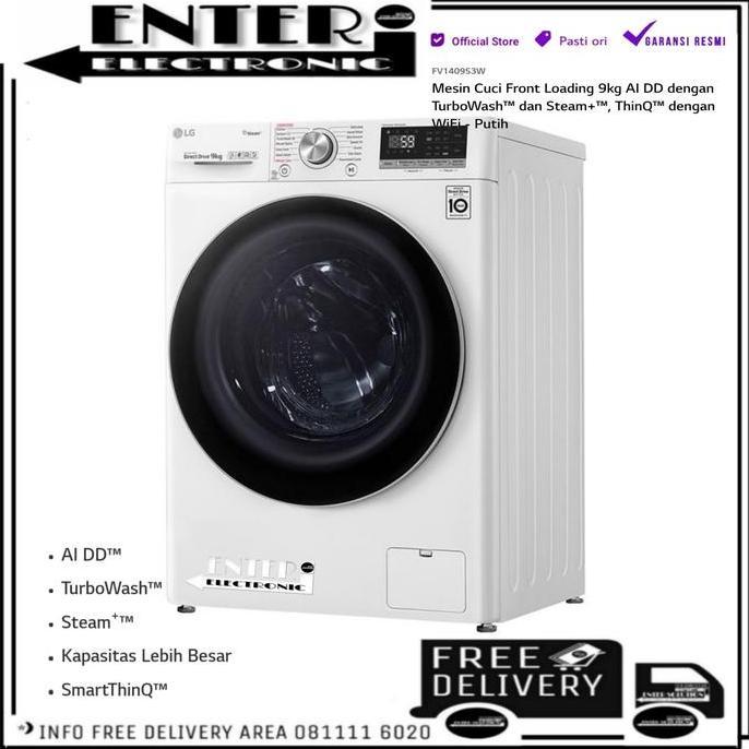 TERMURAH - LG FV1409S3W - MESIN CUCI FRONT LOADING LG INVERTER 9 KG FV 1409S3W