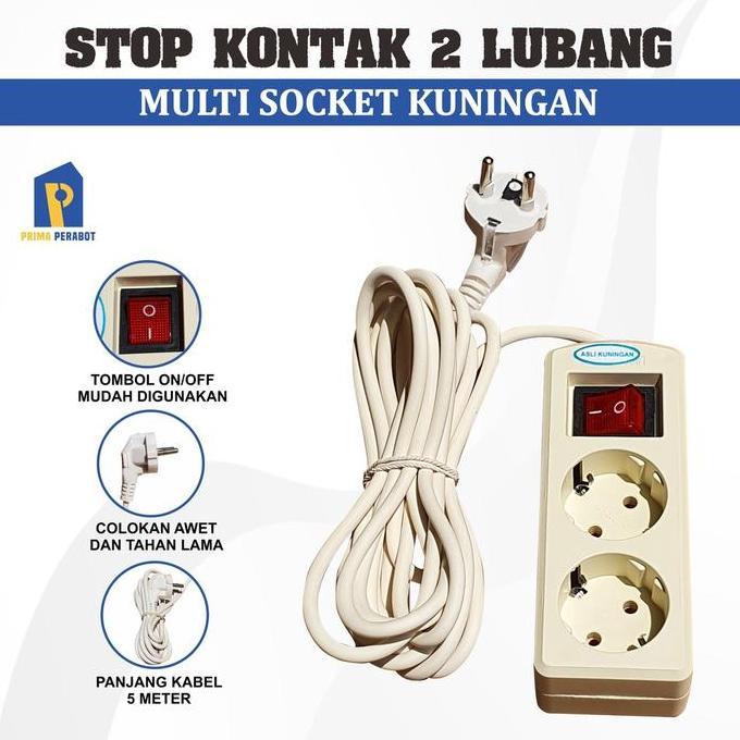 Stop Kontak Putih 5 meter 2 lubang Terminal Listrik 2 Lubang