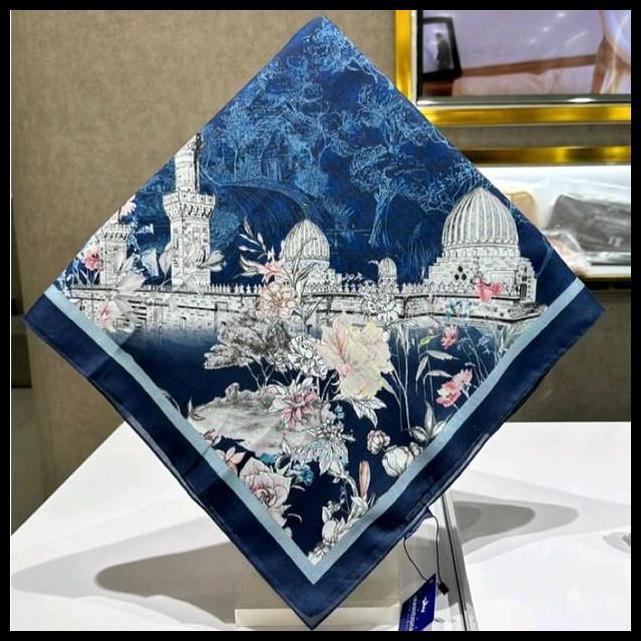 Egypt Midnight Blue Scarf Voal Mandjha Hijab Persegi Empat Ivan Gunawan Original Nyaman Muslim 100% 