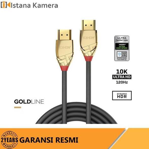 BEBAS ONGKIR - LINDY 37601 Kabel Gold HDMI 2.1 Ultra High Speed 10K HDMI to HDMI 1M