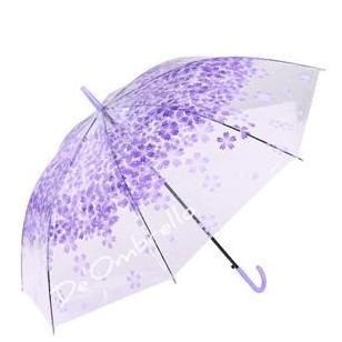 Promo (005Ee-1)Payung Pvc Tongkat Transparant Motif Sakura/Payung Korea/Payung Tongkat Cod