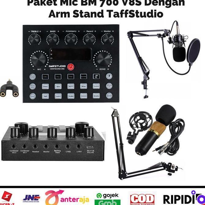 Paket Mic BM 700 800 8000 - Soundcard V8S Centechia Taffstudio Original