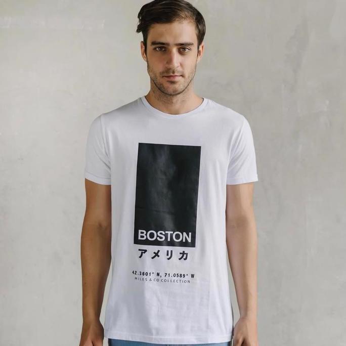 T-shirt Premium Miles&co - Boston Putih