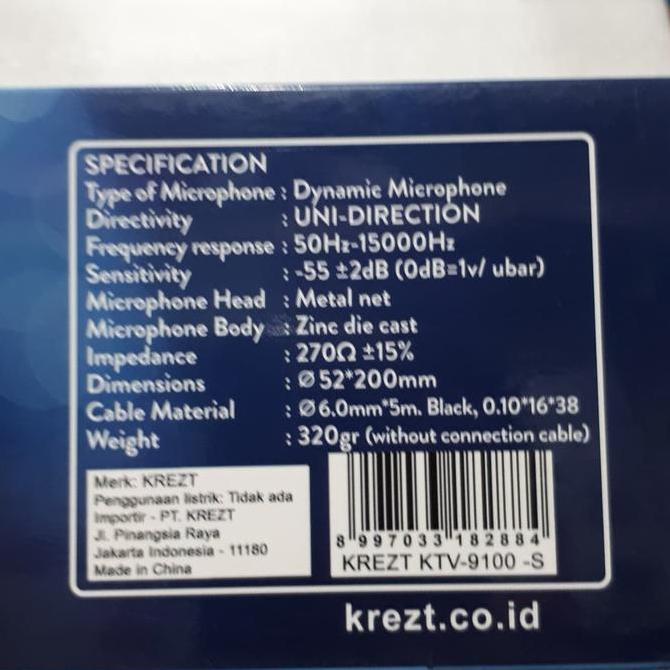 Microphone Kabel Dynamic KREZT KTV-9100 Mic Krezt Original Original