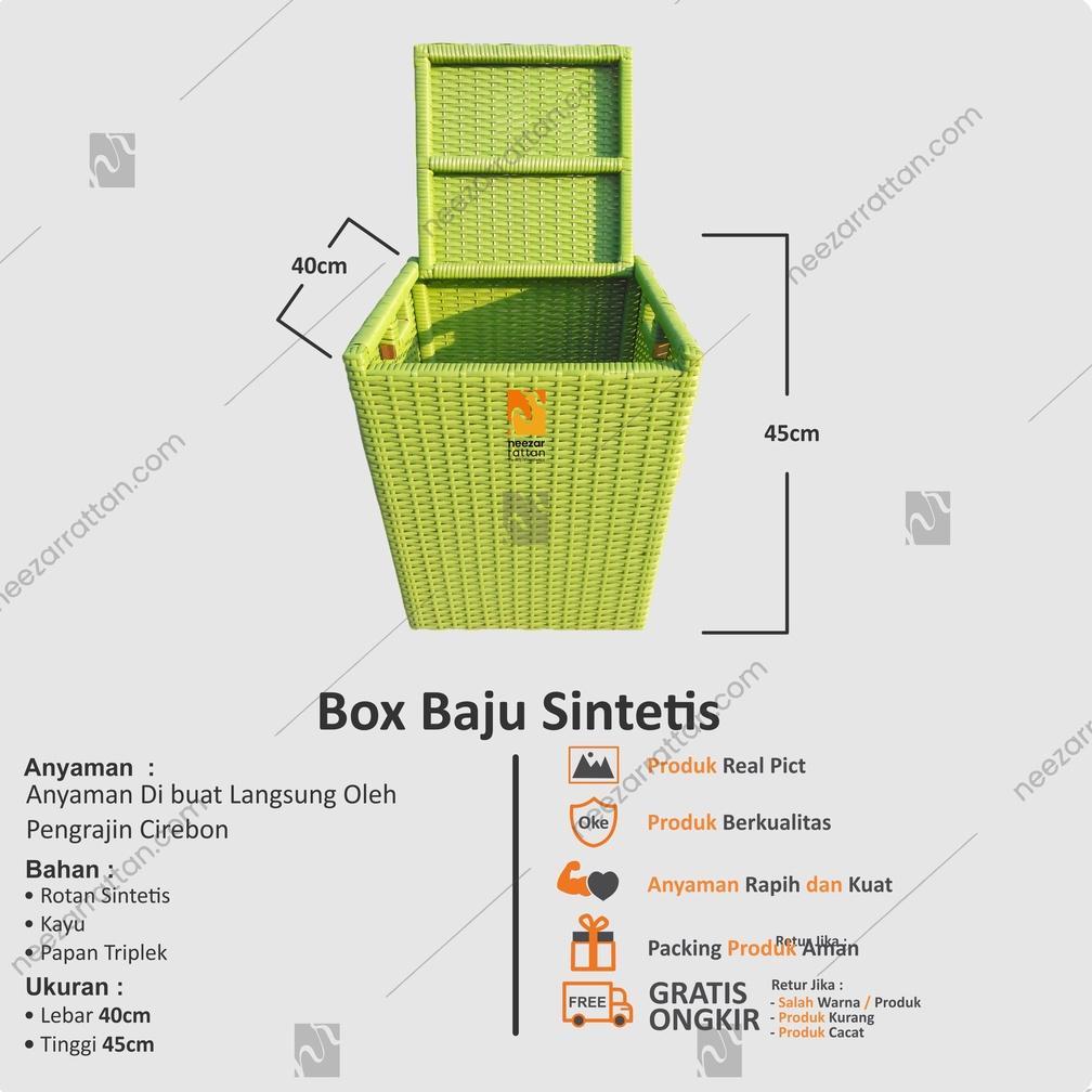 Keranjang Wadah Kotak Box Rotan BAJU Bayi Bersih Kotor Laundry Dari Rotan Eceng Gondok Serbaguna Ker